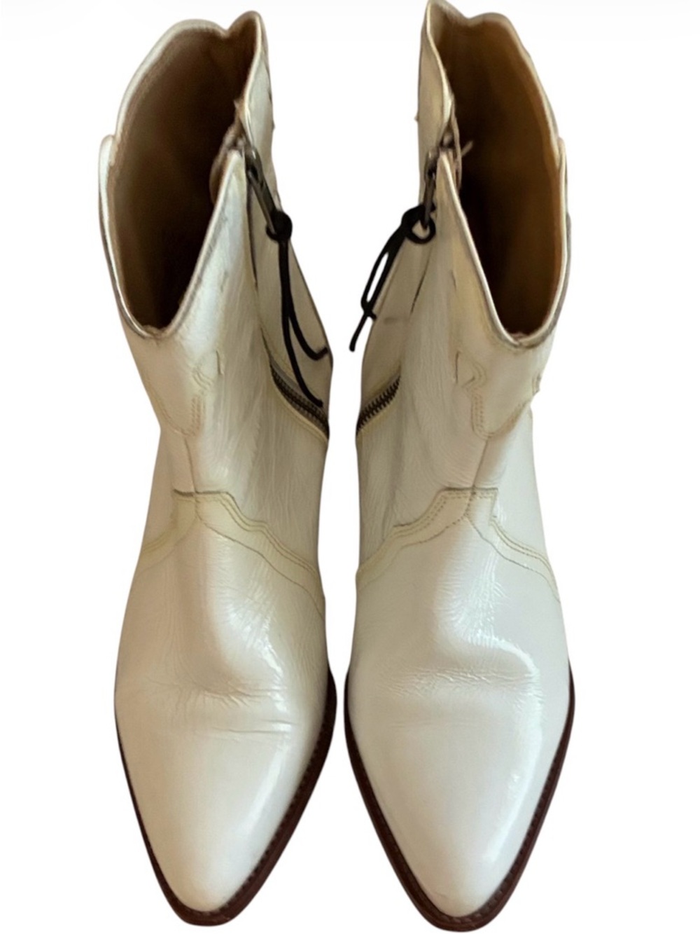 Free People New Frontier Patent white/Cream Western Boot Sz 39